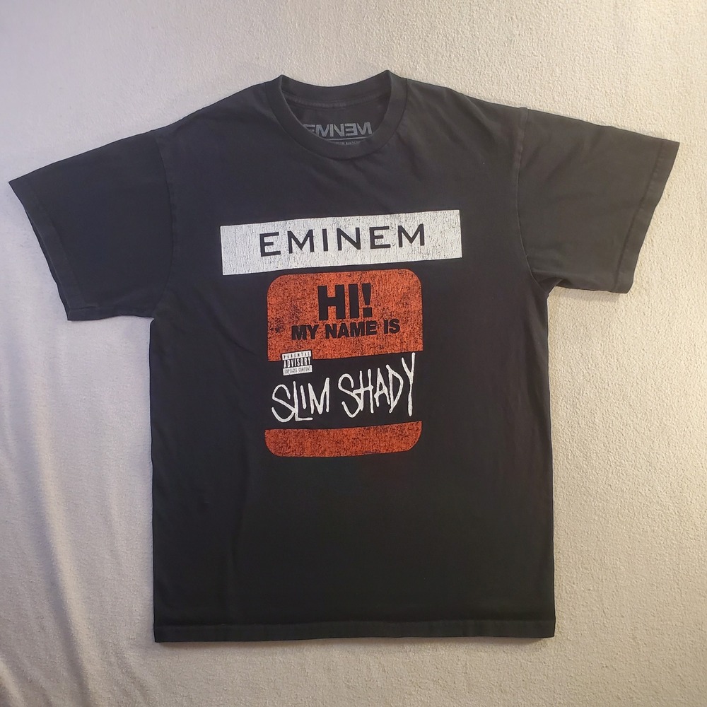 Eminem Slim Shady Hi My Name Is Graphic T-Shirt Mens Medium Black Hip Hop Rap